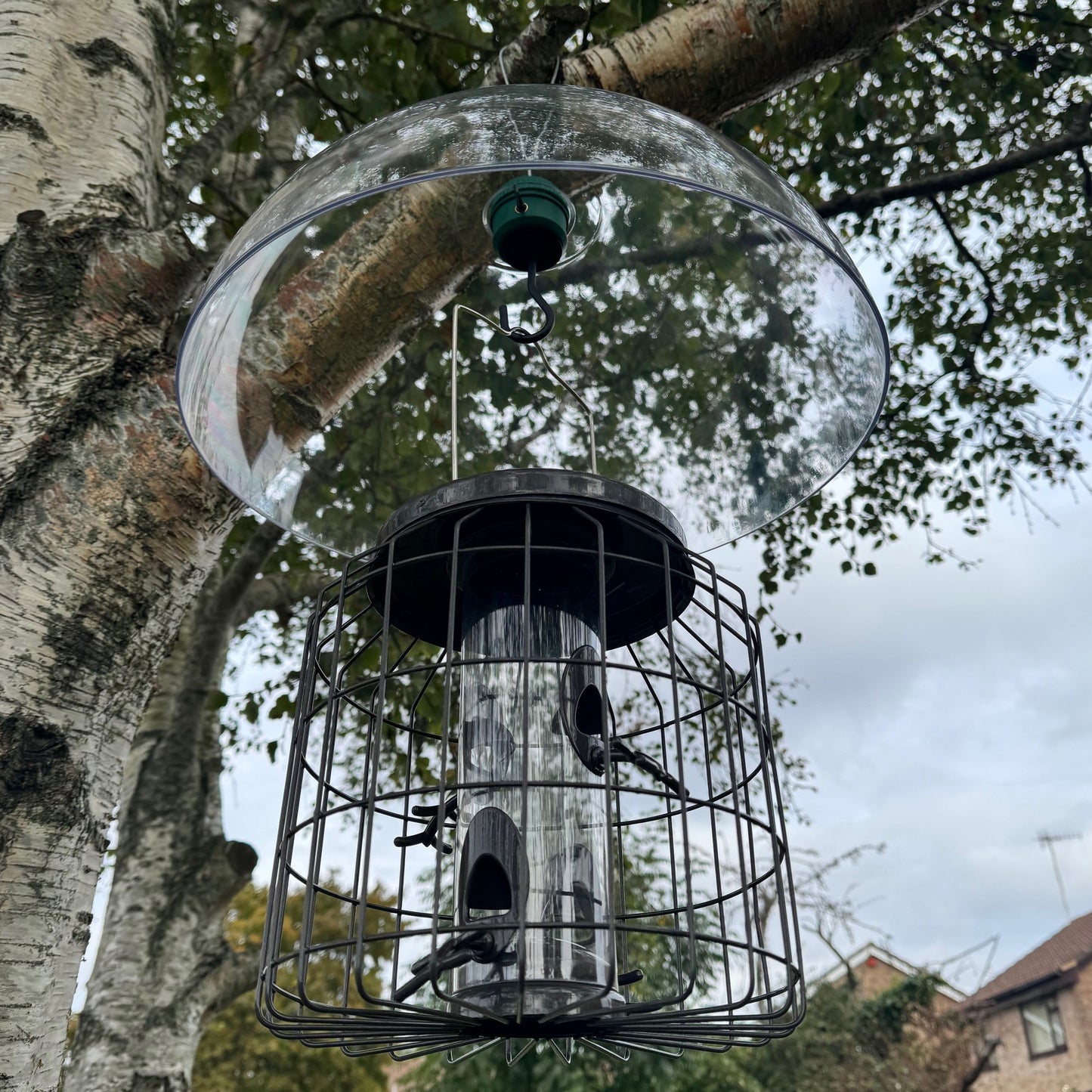 Heavy Duty Squirrel Proof Hanging Bird Seed Feeder & Plastic Baffle