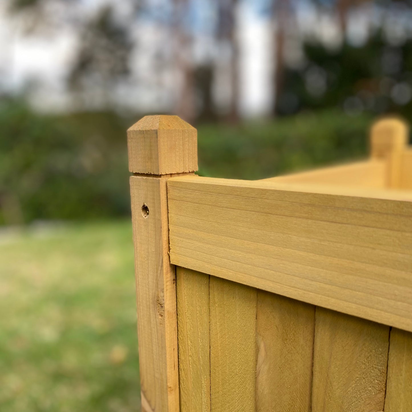 Square Wooden Planters in Tan (Set of 2)