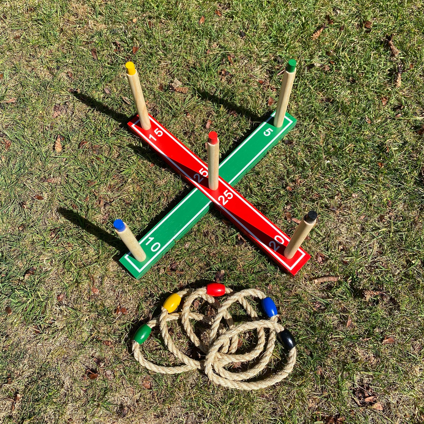 Deluxe Quoits Ring Toss Wooden Garden Lawn Game