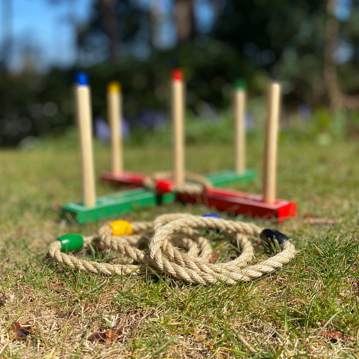 Deluxe Quoits Ring Toss Wooden Garden Lawn Game
