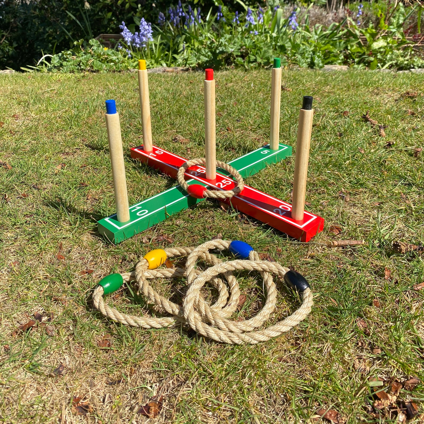Deluxe Quoits Ring Toss Wooden Garden Lawn Game