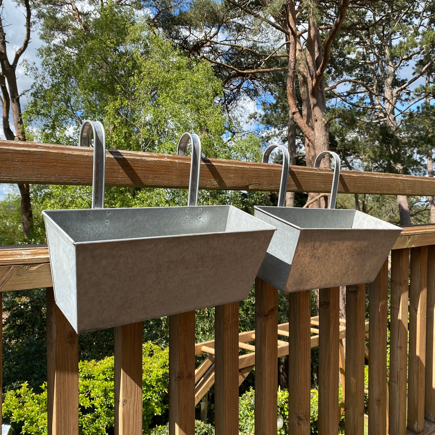 Zinc Balcony Railing Hanging Planters - Pack of 2
