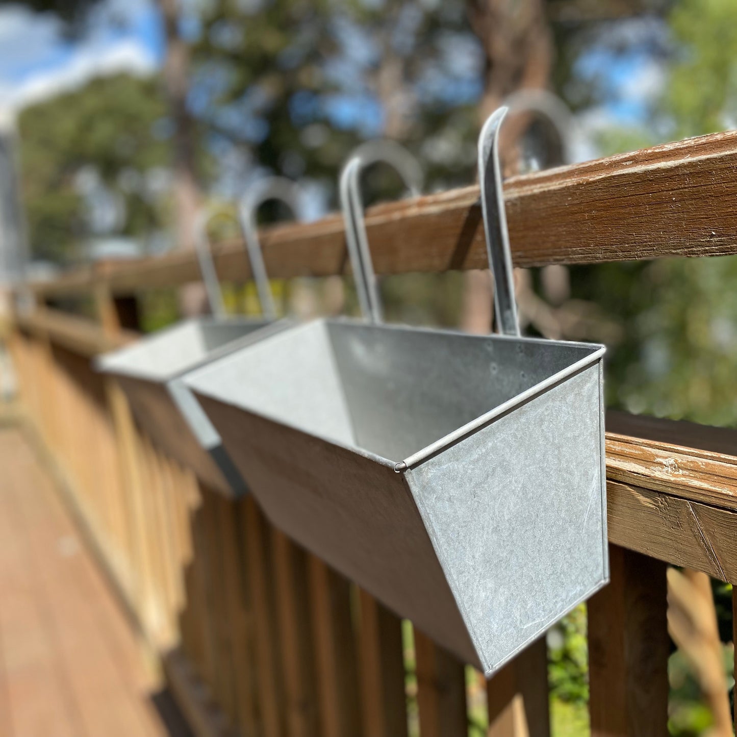 Zinc Balcony Railing Hanging Planters - Pack of 2