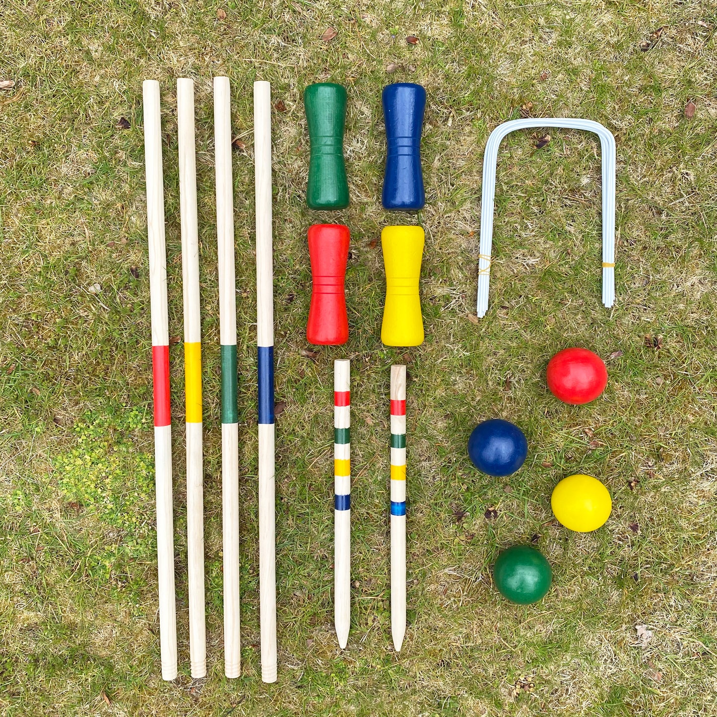 Traditional Wooden Croquet Garden Lawn Game for 4 Players