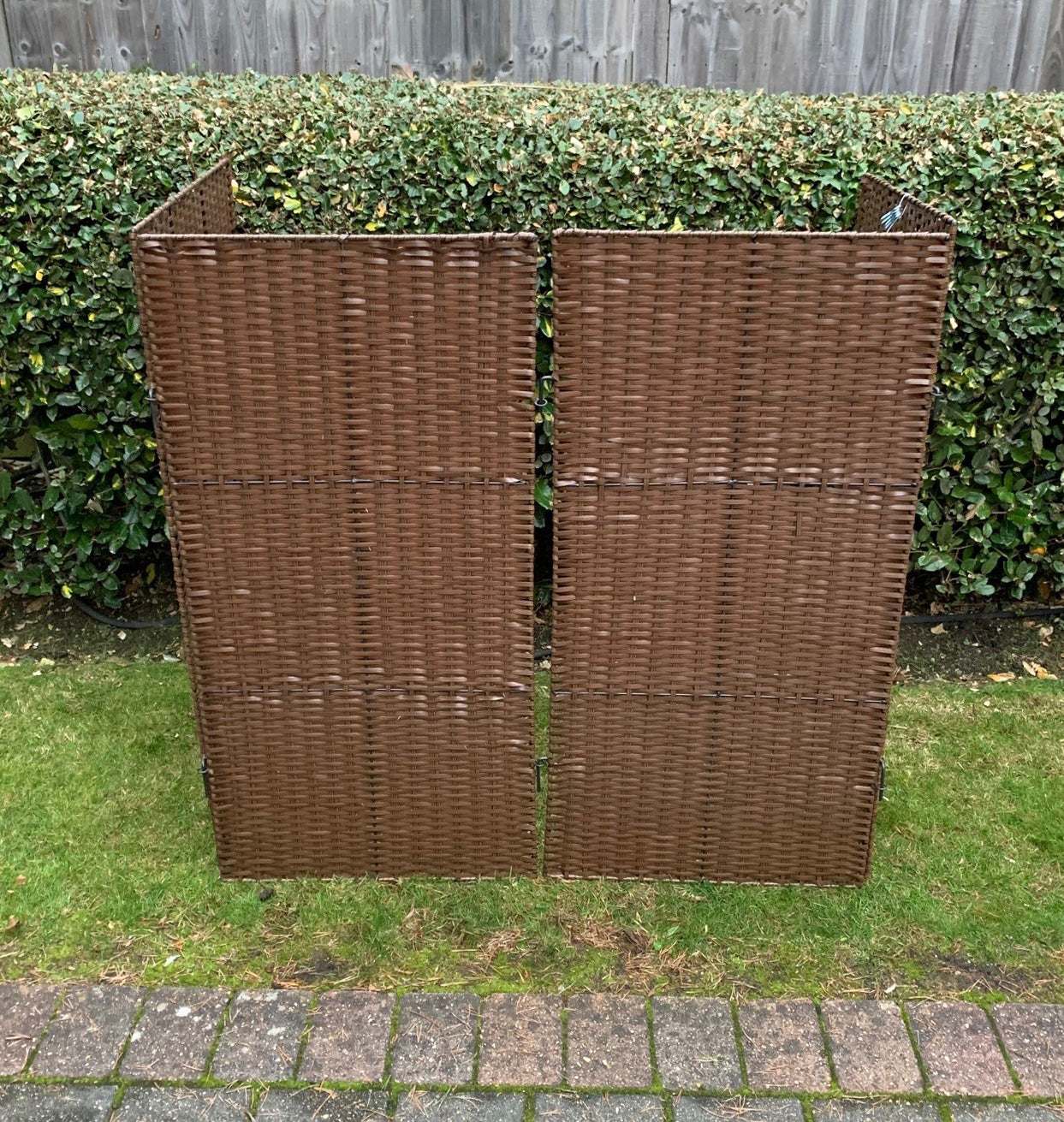 Pair of Front Panels For Double Rattan Wheelie Bin Screen GFH690