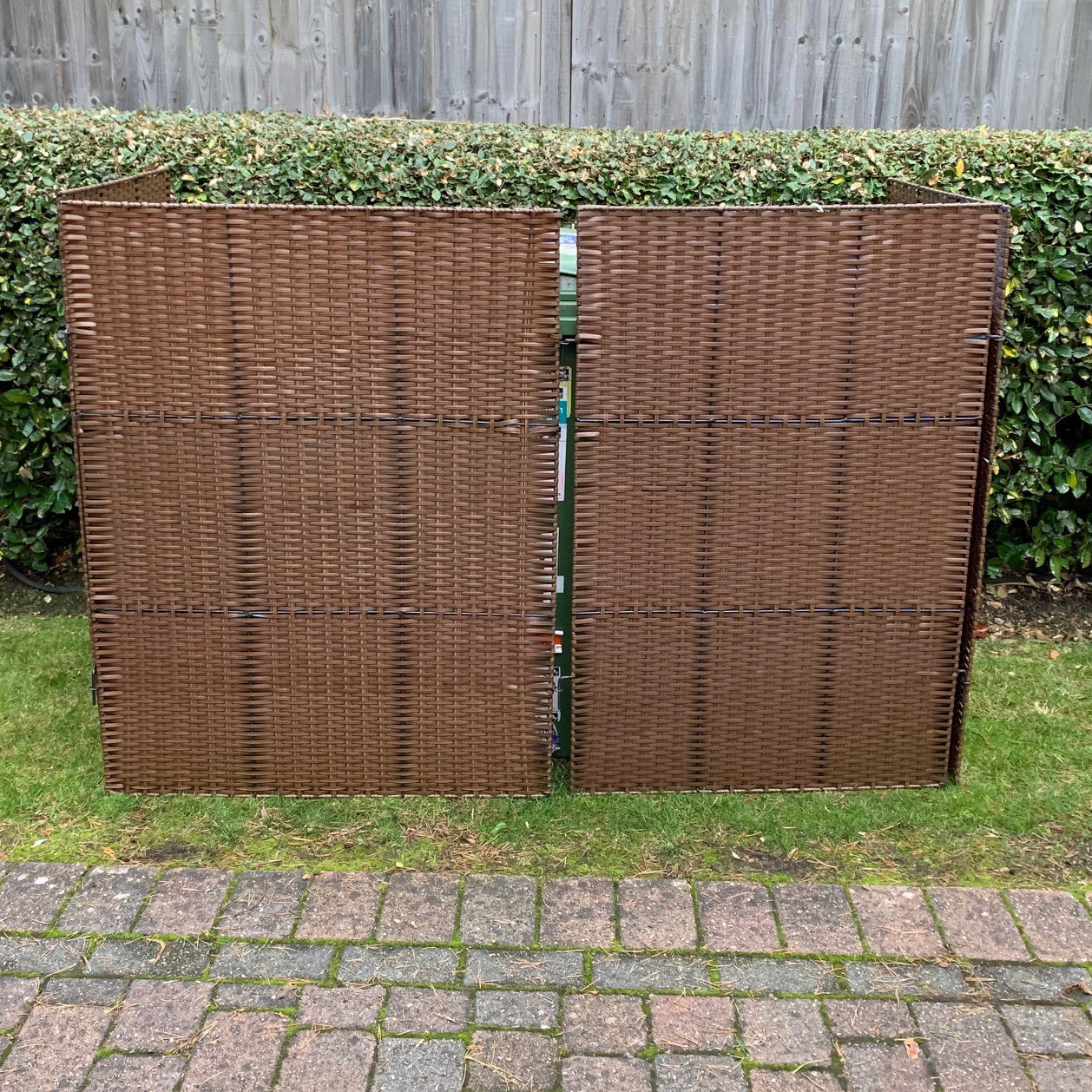 Pair of Front Panels For Triple Rattan Wheelie Bin Screen GFH691