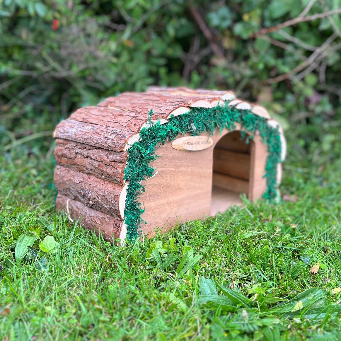 Wooden Hedgehog House Hogitat With Bark Roof