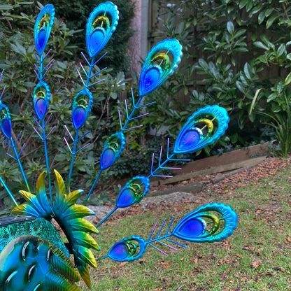 Fan Tail Peacock Solar Light Garden Ornament