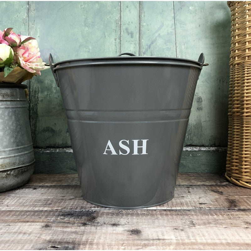 Metal Fireside Fireplace Buckets Ash, Coal And Kindling in French Grey (Set of 3)