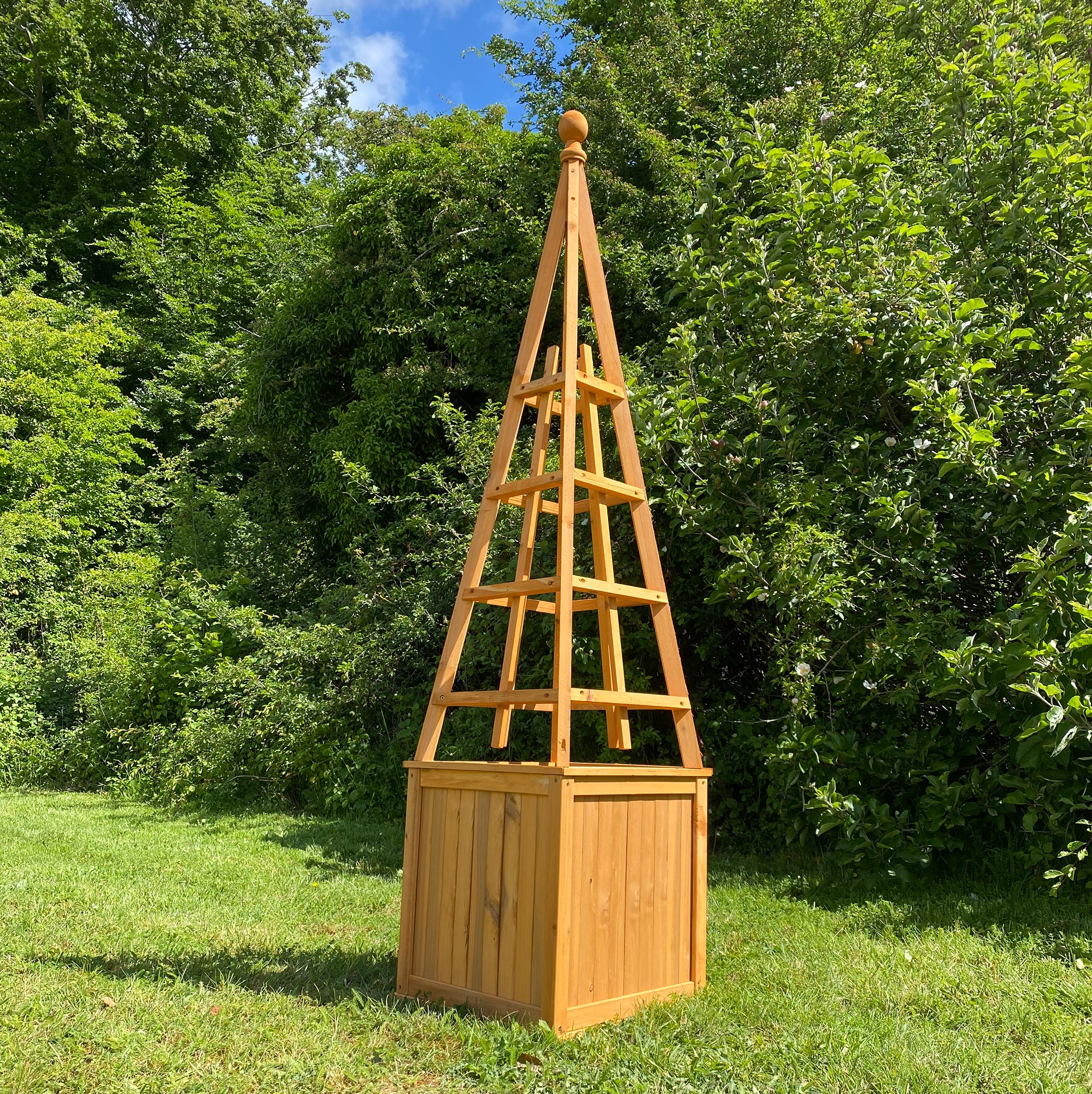 obelisk trellis planter Square Wooden Garden Obelisk Planter – Selections