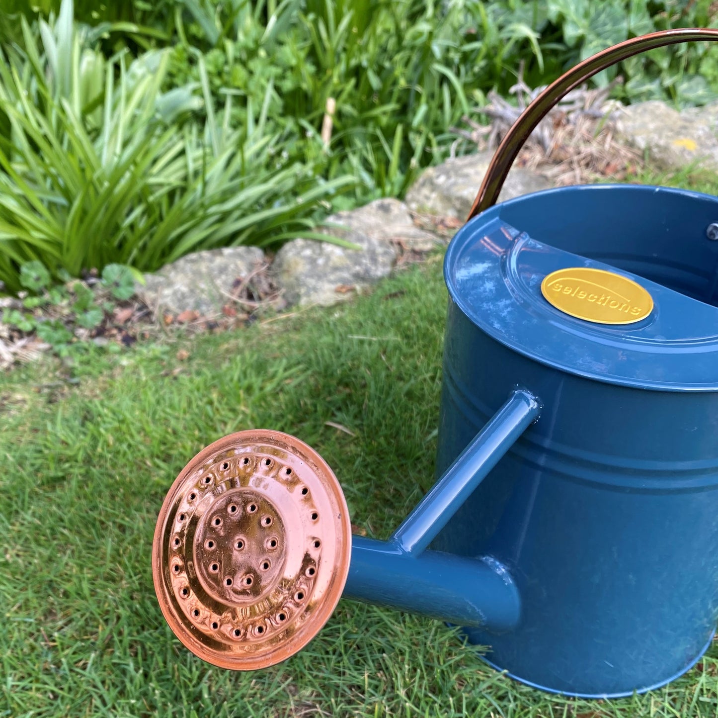 Heritage Blue & Copper Metal Watering Can (3.5 Litre)