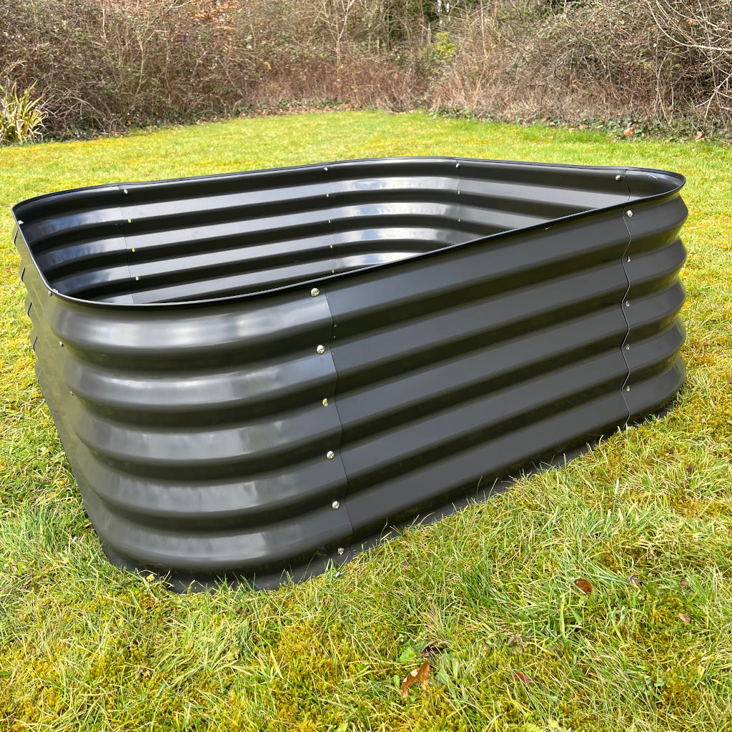 Large Metal Raised Vegetable Bed in Dark Grey (120cm) - Pack of 2