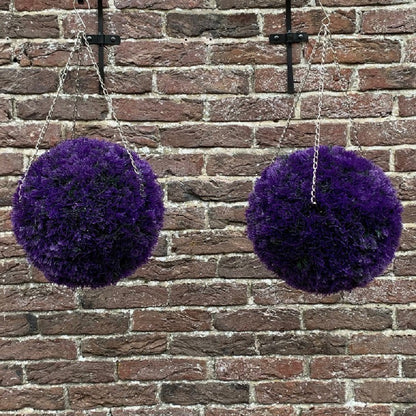 Set of 2 Purple Heather Effect Artificial Topiary Balls (26cm)