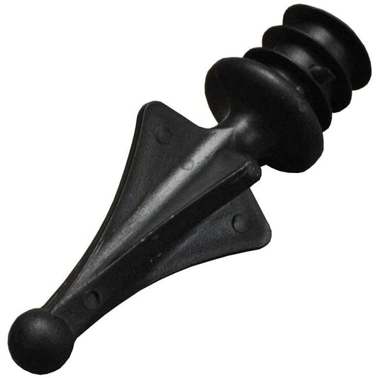 A black decorative finial top for bird feeding stations.