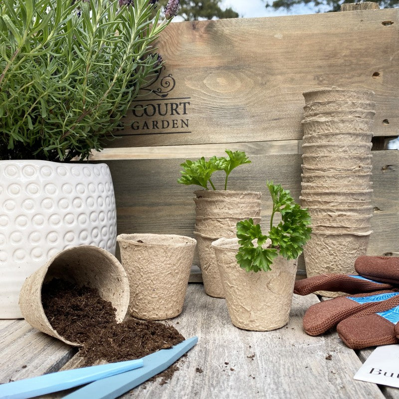 144 x 5cm Eco Round Fibre Biodegradable and Compostable Plant Pots