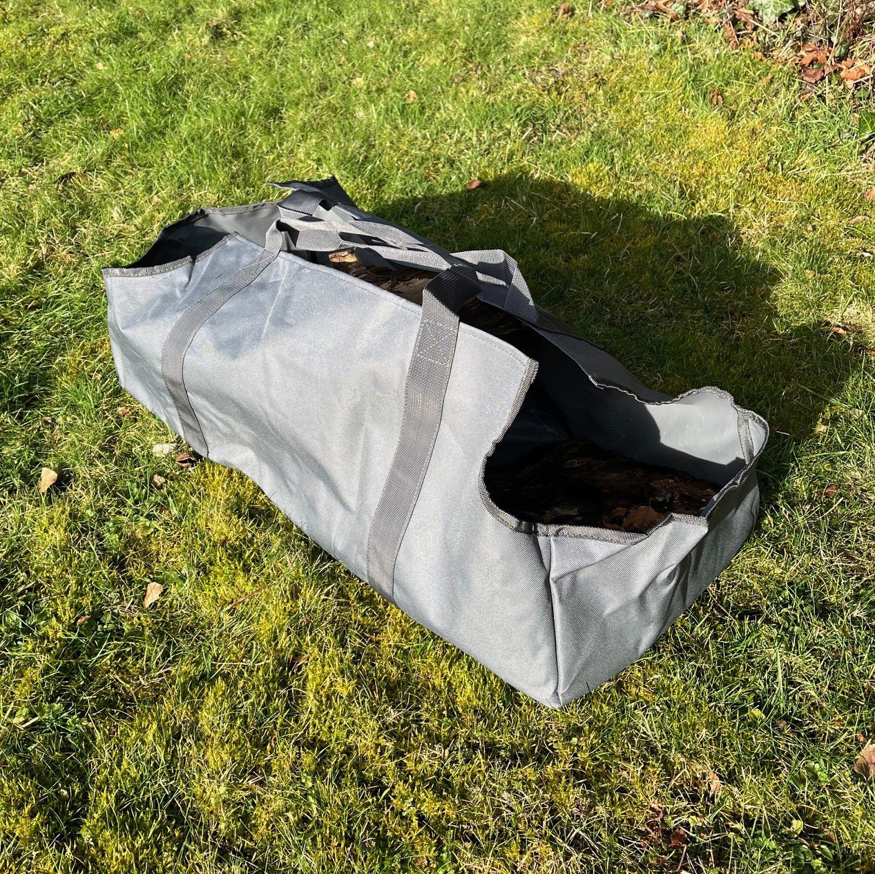 Canvas Log Carrier Firewood Bag in French Grey