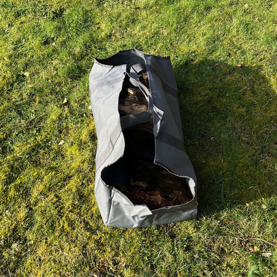 Canvas Log Carrier Firewood Bag in French Grey