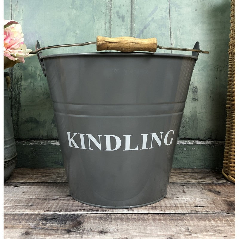 Metal Fireside Fireplace Buckets Ash, Coal And Kindling in French Grey (Set of 3)