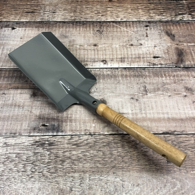 Metal Fireside Fireplace Shovel in French Grey with Wooden Handle