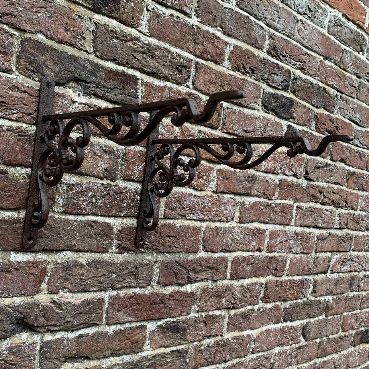 Cast Iron Decorative Hanging Garden Basket Bracket (35cm) - Pack of 2