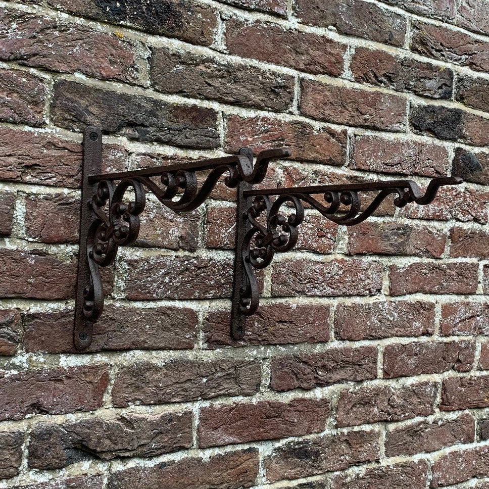 Cast Iron Decorative Hanging Basket Bracket 20cm (Set of 2)