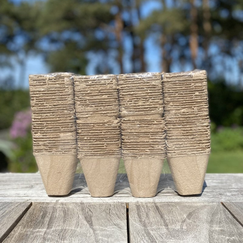 144 x 8cm Eco Square Fibre Biodegradable and Compostable Plant Pots