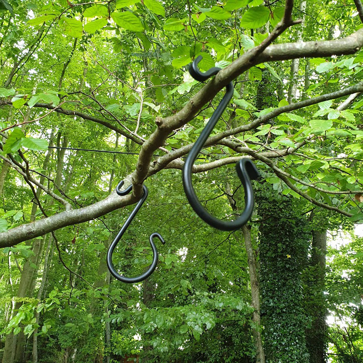 Steel S Hooks for Bird Feeders and Hanging Baskets - Pack of 2