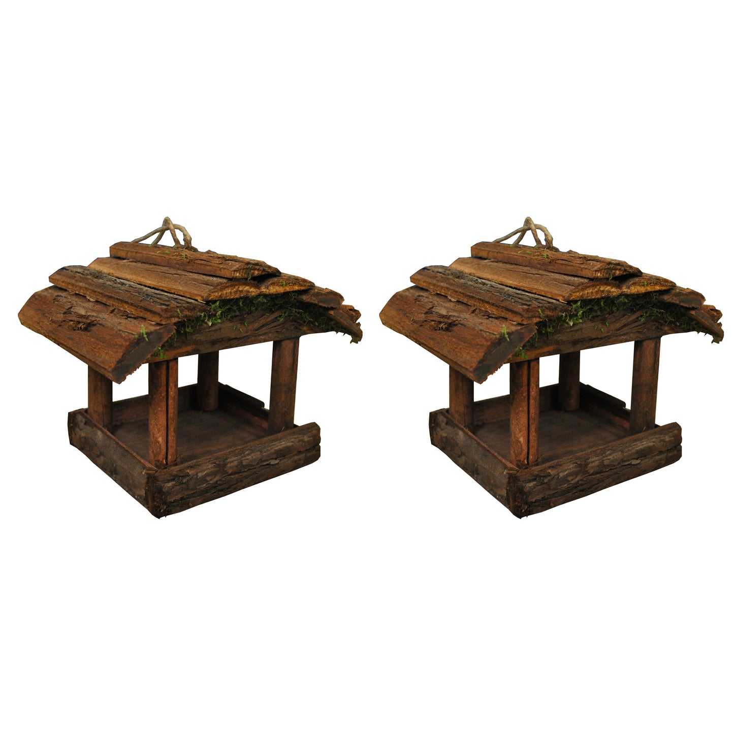 Factory Second - Set of 2 Hanging Wooden Bird Table Feeders