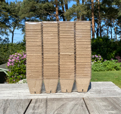 144 x 5cm Square Fibre Biodegradable Plant Pots with Seeder and 10 Watering Nozzles