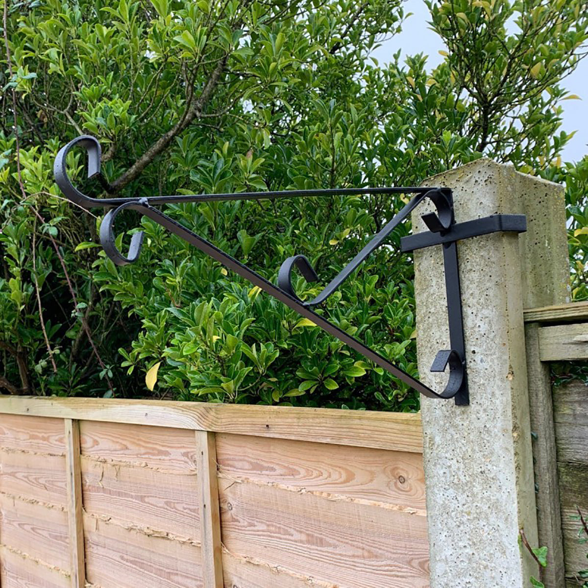 Ornate Hanging Basket Brackets for Concrete Fence Posts (Set of 4)