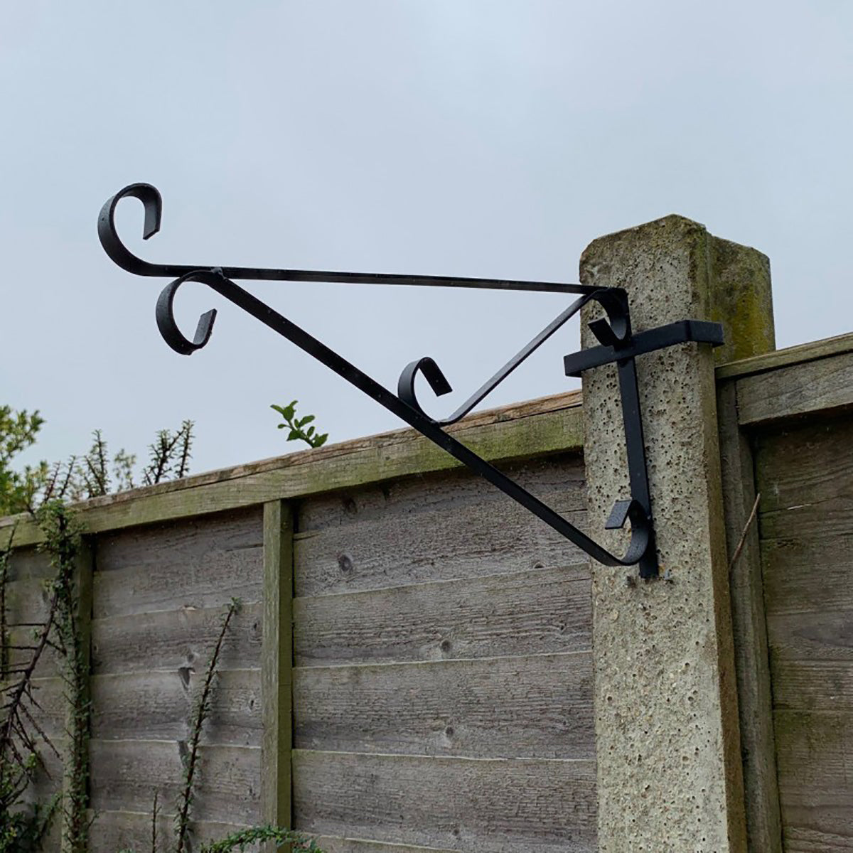 Ornate Hanging Basket Brackets for Concrete Garden Fence Posts - Pack of 8