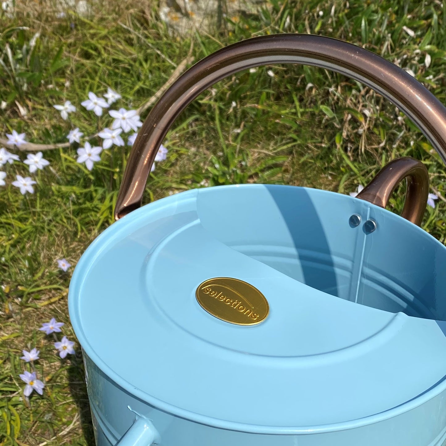 Duck Egg Blue & Copper Metal Watering Can (9 Litre)