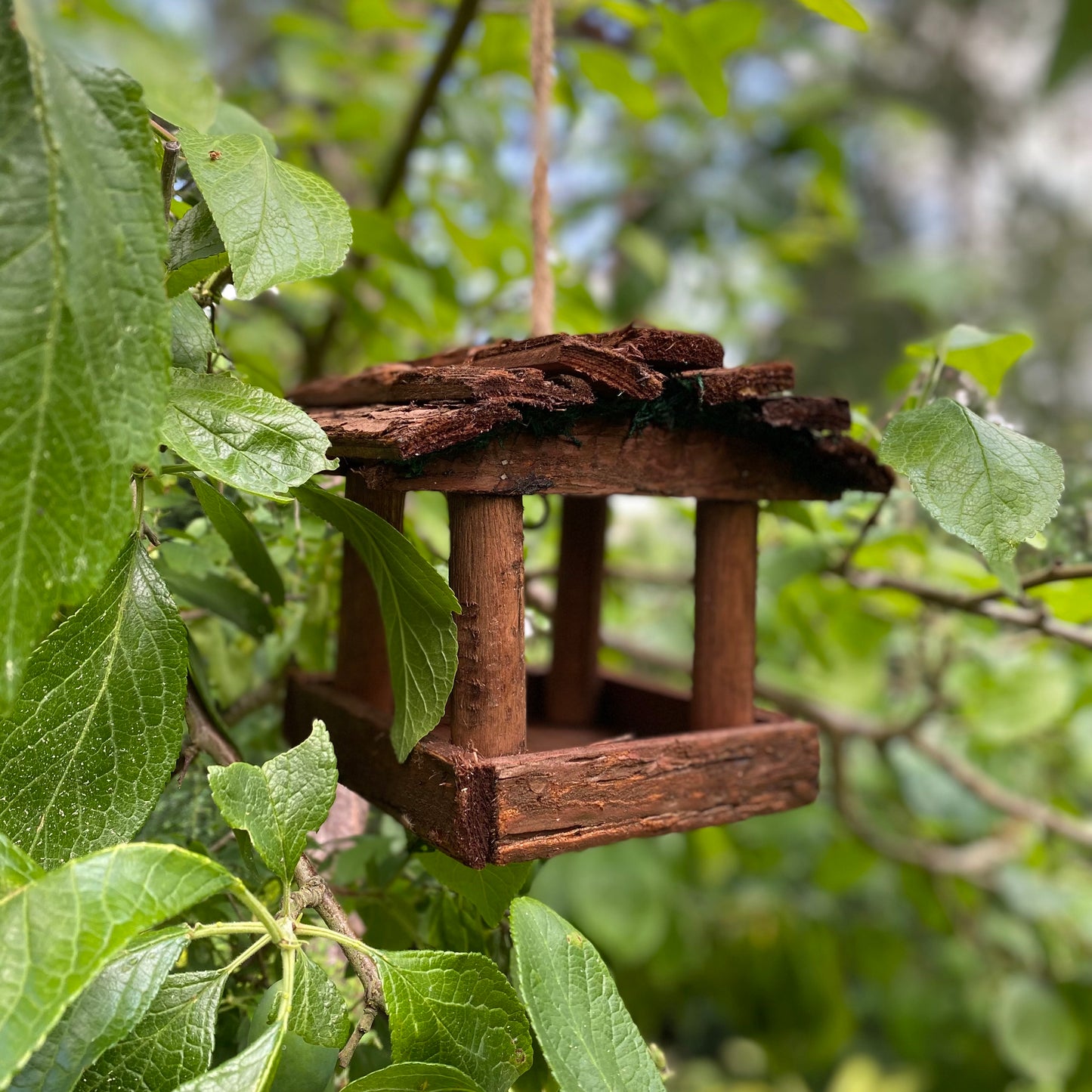 Hanging Wooden Bird Table Feeder