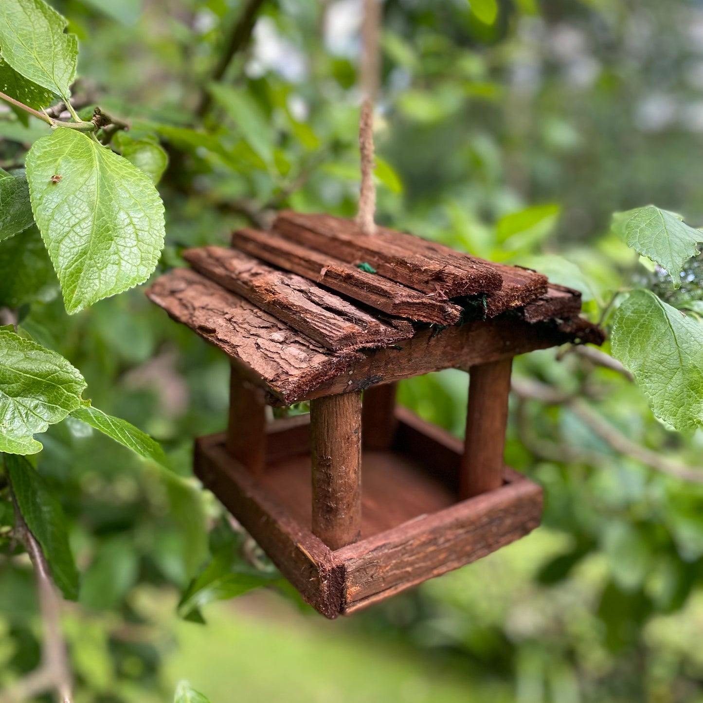 Hanging Wooden Bird Table Feeder