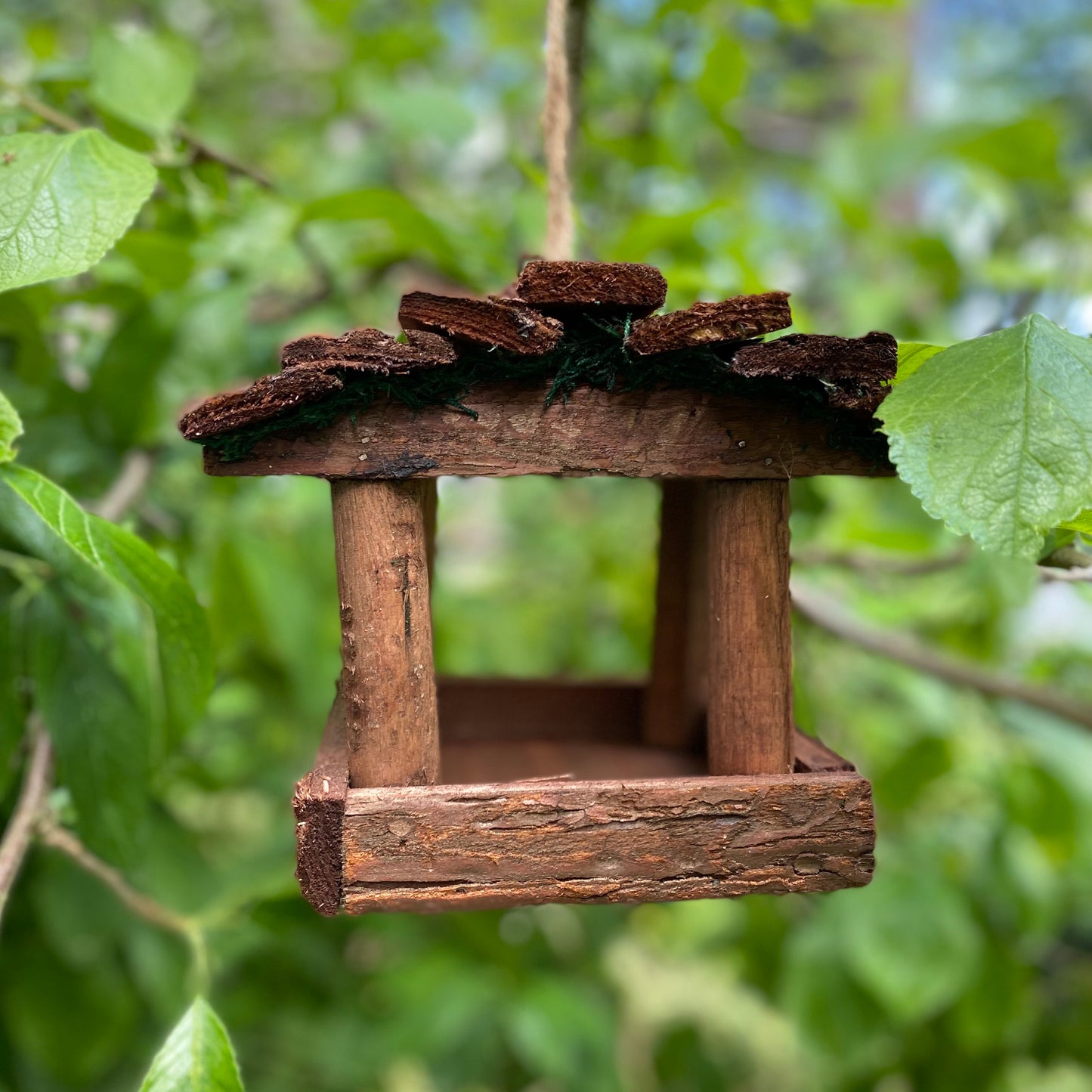 Hanging Wooden Bird Table Feeder