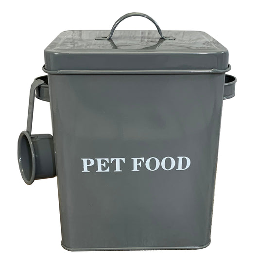 Pet Food Storage Tin in French Grey