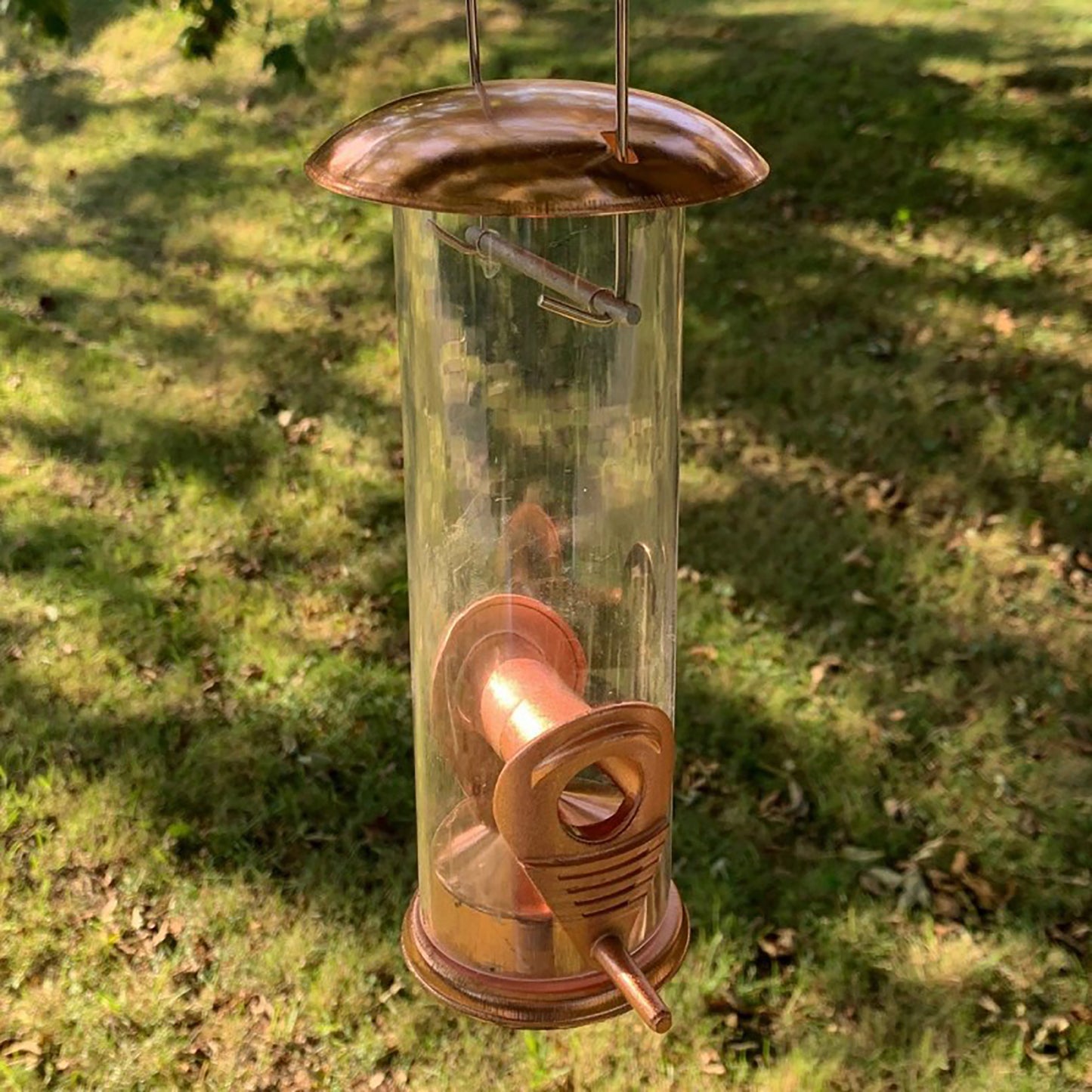 Metal Bird Feeding Station with Copper Style Feeders, Mealworm Tray and Water Dish