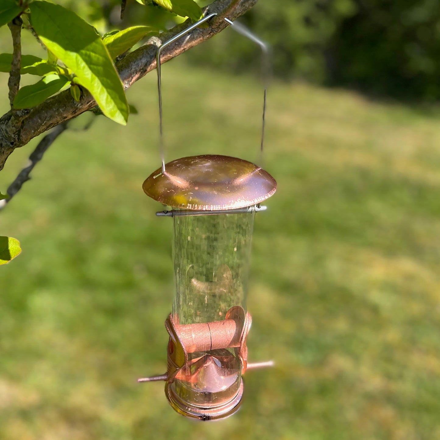 2 x Copper Style Hanging Bird Seed Feeders with 2 Feeding Ports