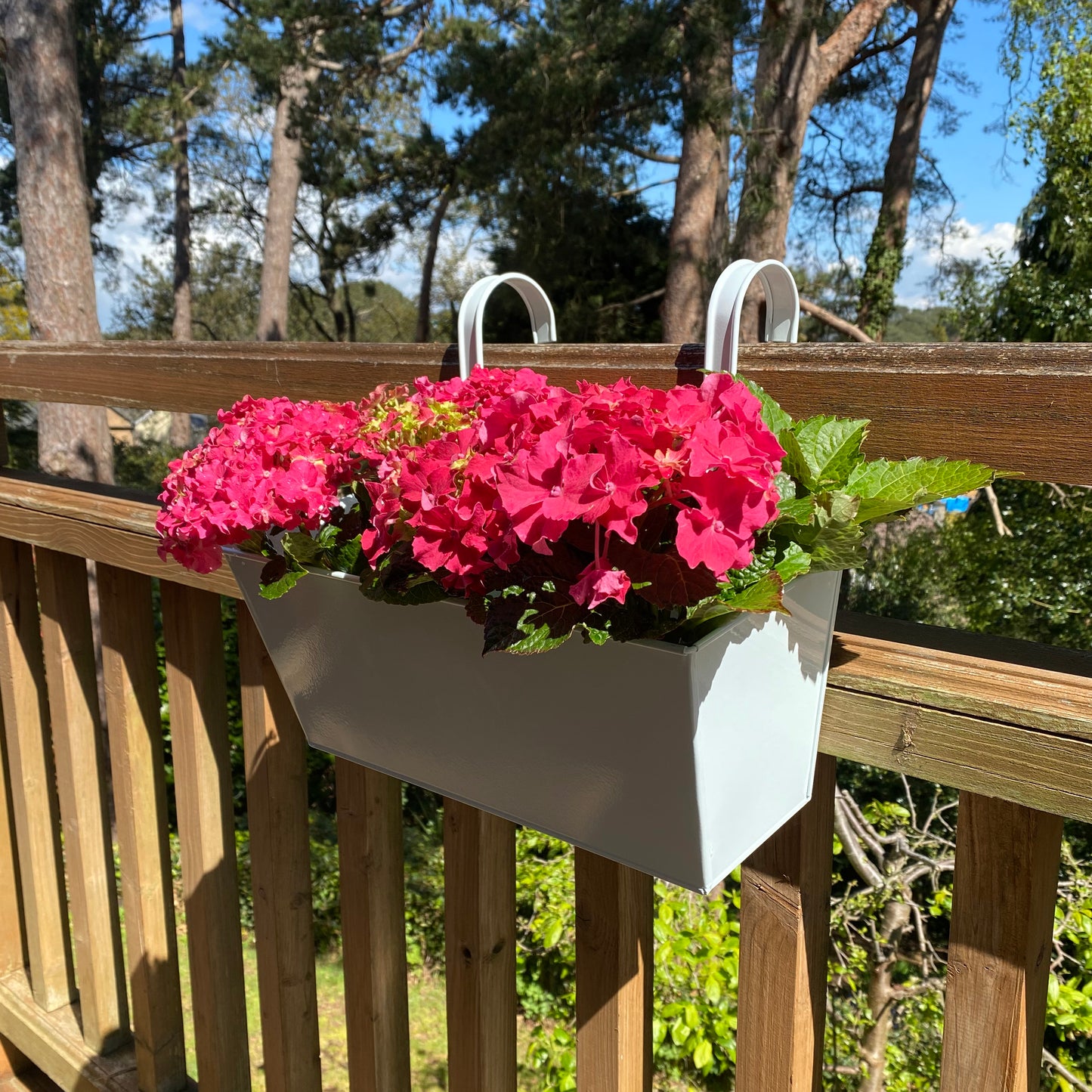 Ice White Balcony Railing Hanging Planters - Pack of 2