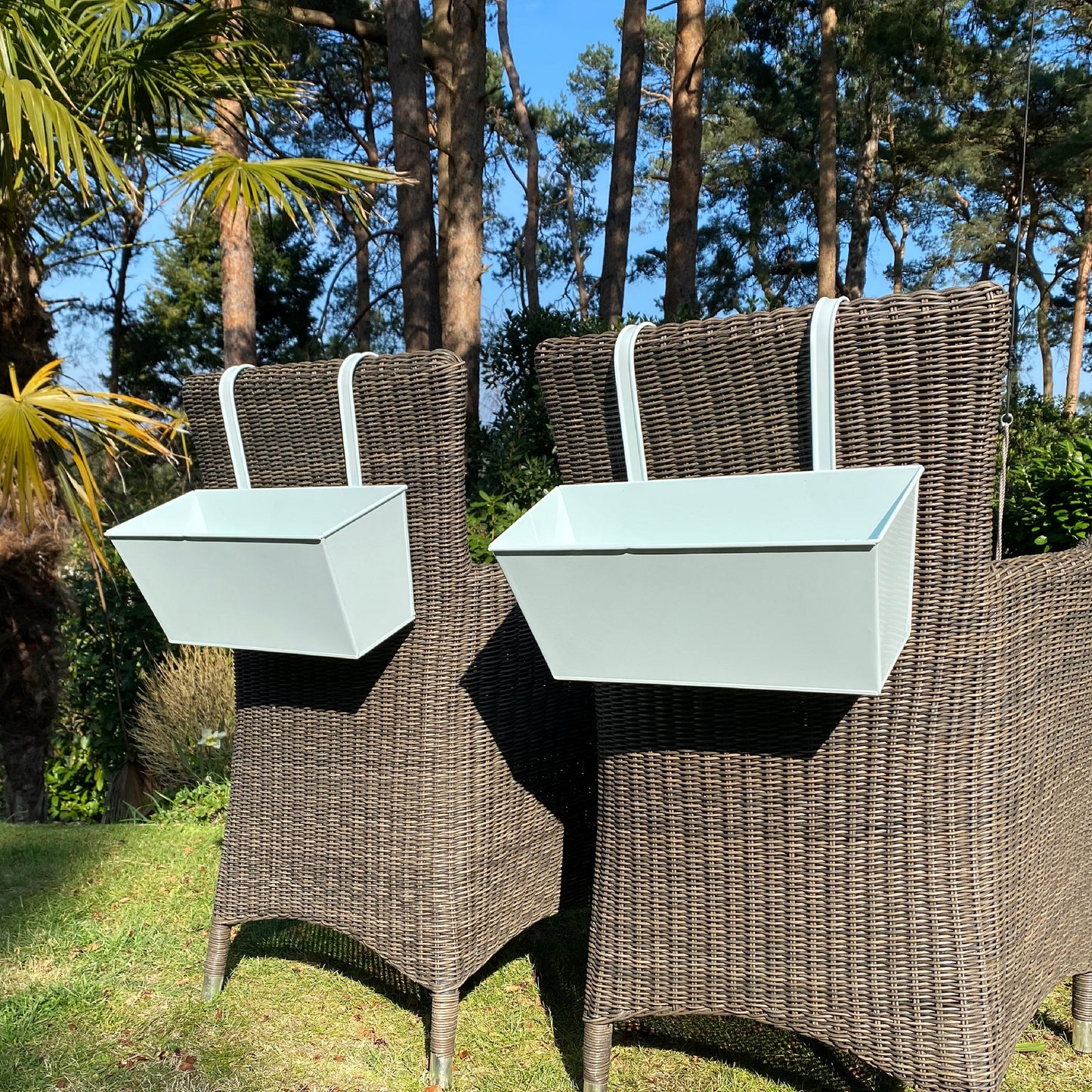 Ice White Balcony Railing Hanging Planters - Pack of 2
