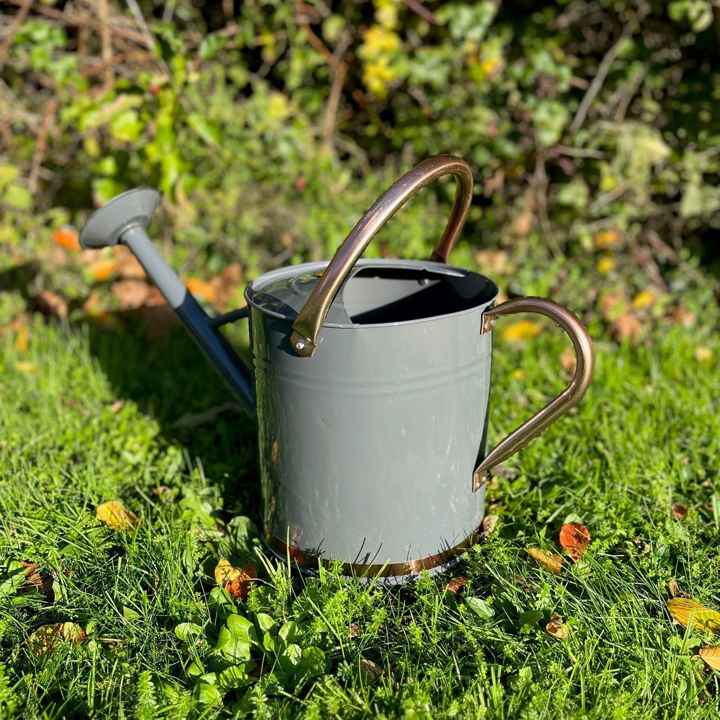 French Grey & Copper Metal Watering Can (9 Litre)