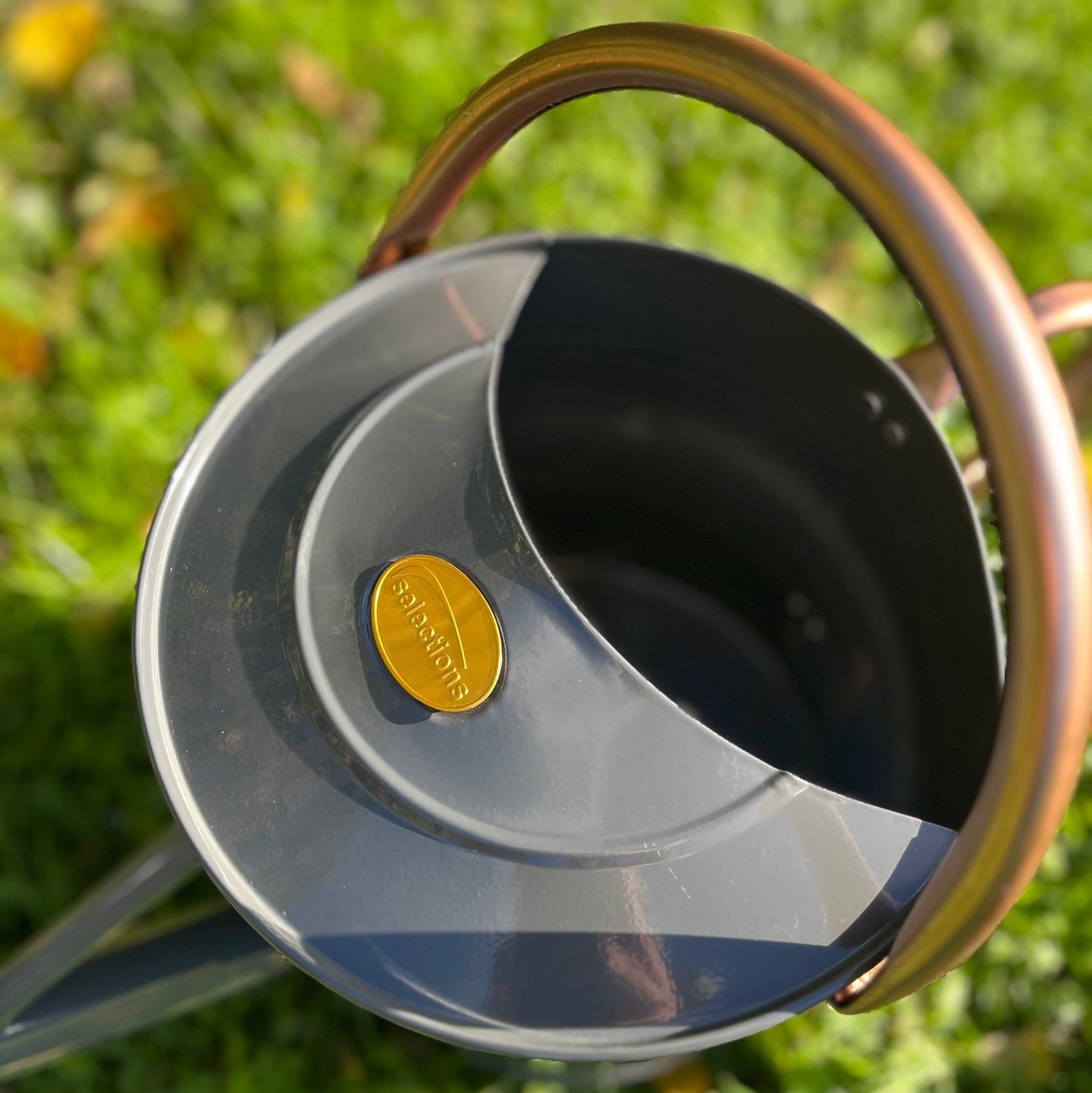French Grey & Copper Metal Watering Can (9 Litre)