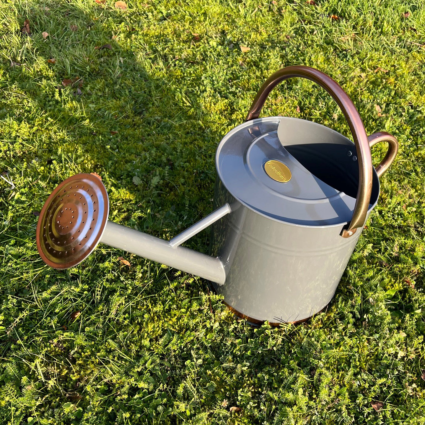 French Grey & Copper Metal Watering Can (9 Litre)