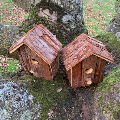 Rustic Barkwood Birdhouse Nest Box (Set of 2)