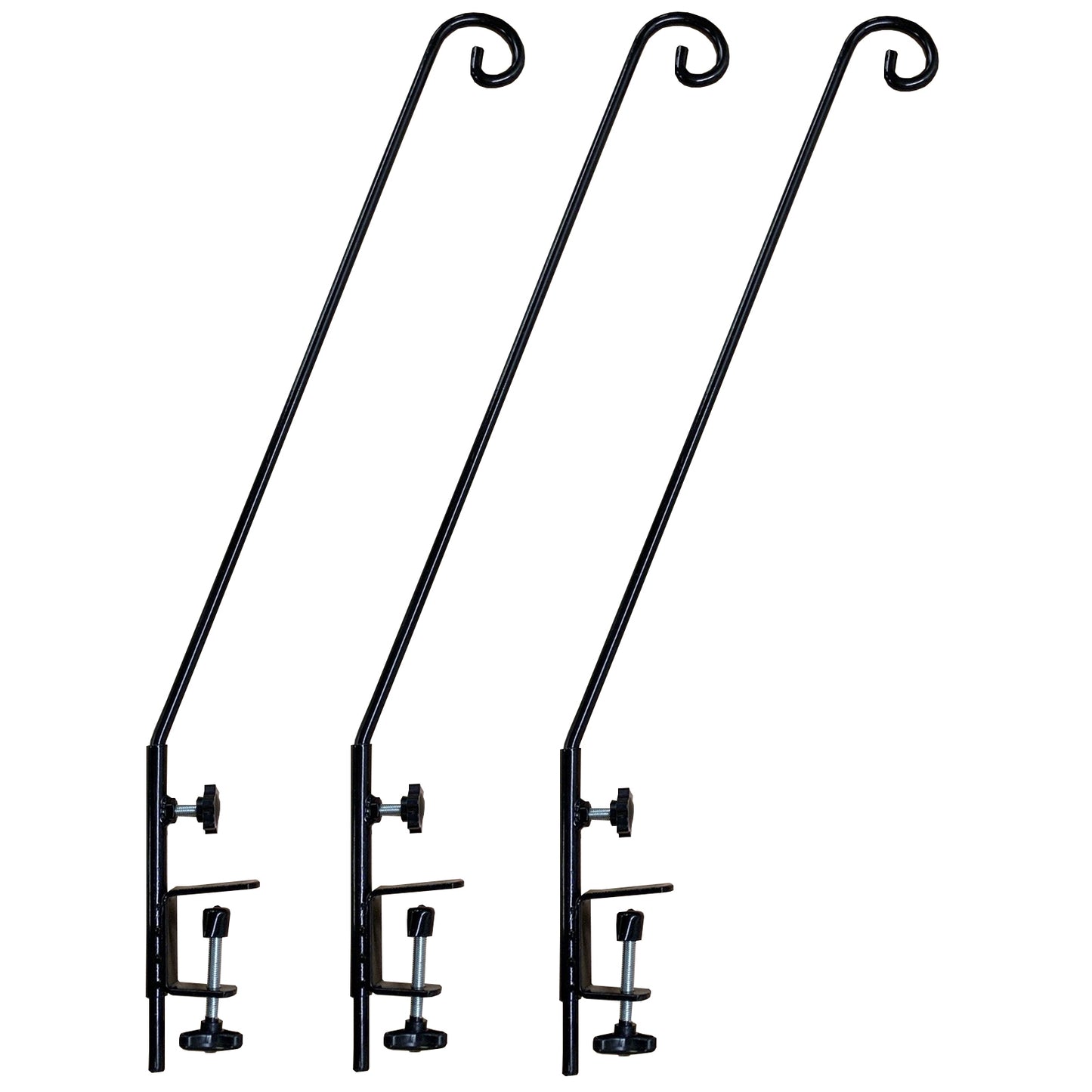 Set Of Three Heavy Duty Balcony Or Fence Mounted Shepherd's Crooks Deck Hooks (92cm)