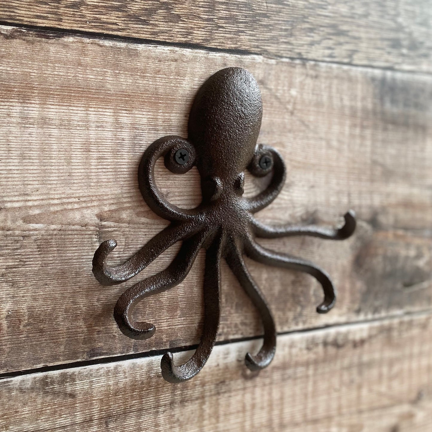 Cast Iron Octopus Shaped Wall Hook Rack with 2 Hooks (Set of 2)