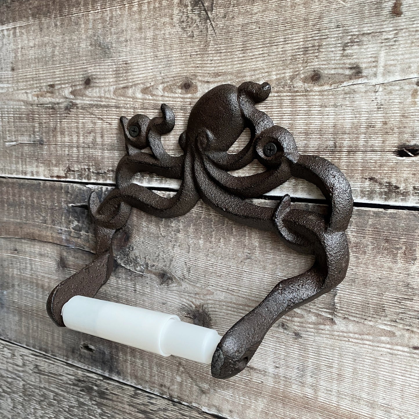 Wall Mounted Octopus Loo Roll Holder in Cast Iron (Set of 2)