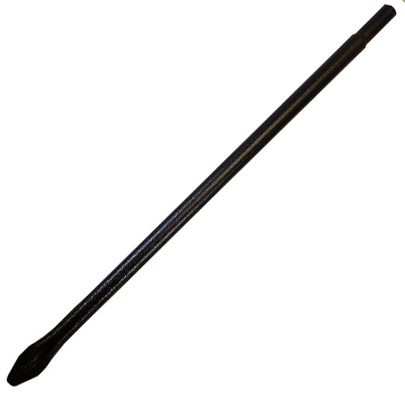 A black hammertone finished metal ground stake pole.