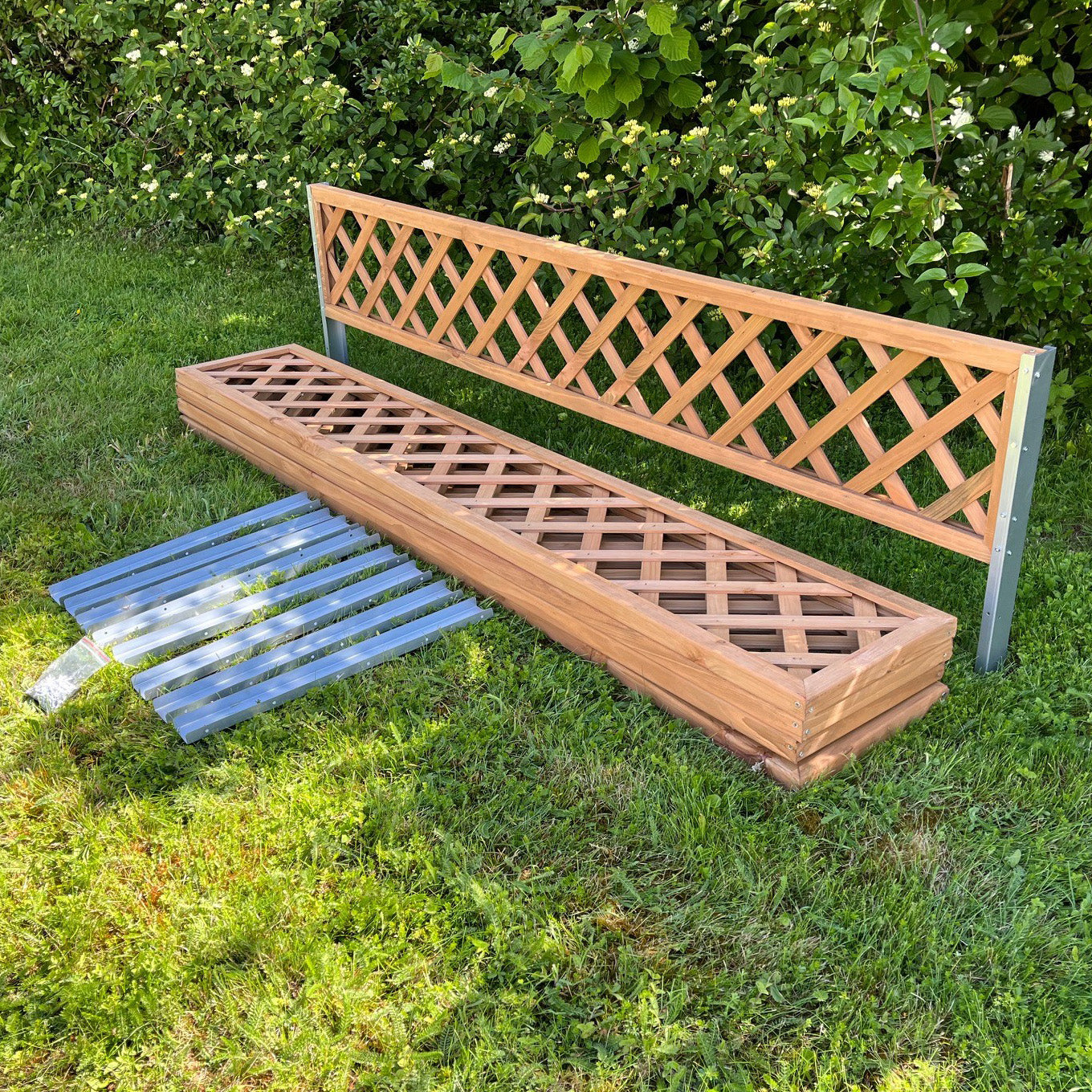 Wooden Framed Trellis Panels Fence Toppers (180cm x 30cm) with Brackets - Pack of 5