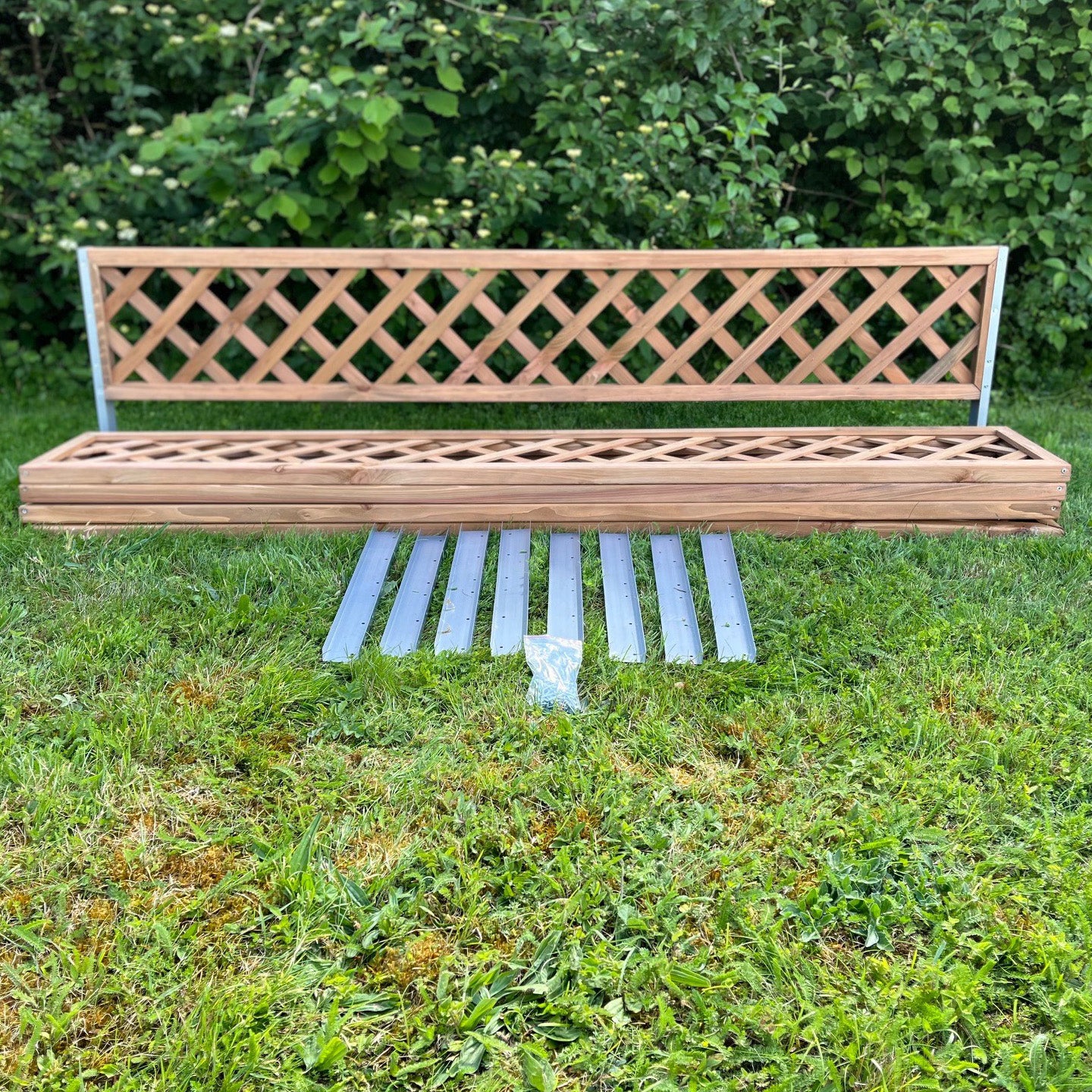 Set of 5 Wooden Framed Square Trellis Panels Fence Toppers (180cm x 30cm) with Brackets